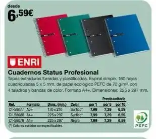 Staples Kalamazoo Desde 6,59€ enri cuadernos status profesional tapas extraduras forradas y plastificadas. espiral simple. 160 hojas cuadri oferta
