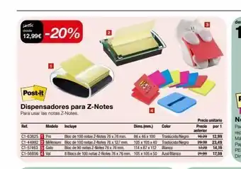E 12,99€ -20% post-it dispensadores para z-notes para usar las notas z-notes. ref. c1-63625 1 pro c1-44992 2 millenium