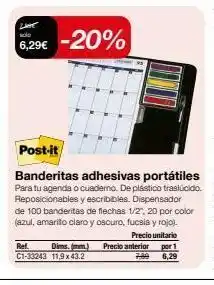 Staples Kalamazoo Zage 6,29€ -20% post-it banderitas adhesivas portátiles para tu agenda o cuaderno. de plástico traslúcido. reposicionables oferta