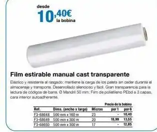 Staples Kalamazoo Desde 10,40€ ref. dims. (ancho x largo) micras f3-68648 500 mm x 160 m 23 f3-68649 500 mm x 300 m f3-68850 500 mm x 300 m oferta