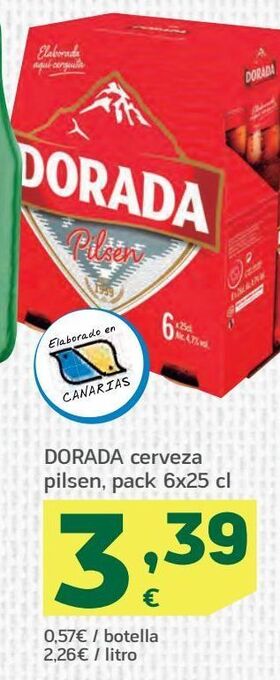 HiperDino Cerveza dorada oferta