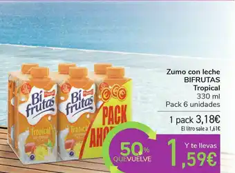 Carrefour Zumo Con Leche Bifrutas Tropical 330ml 6 unidades oferta