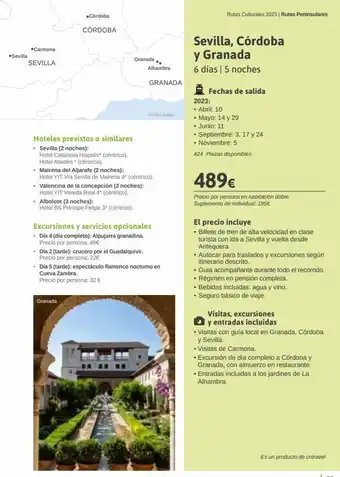 Viajes El Corte Inglés •sevilla •carmona sevilla . córdoba hoteles previstos o similares sevilla (2 noches): hotel catalonia hispalis* (céntr oferta