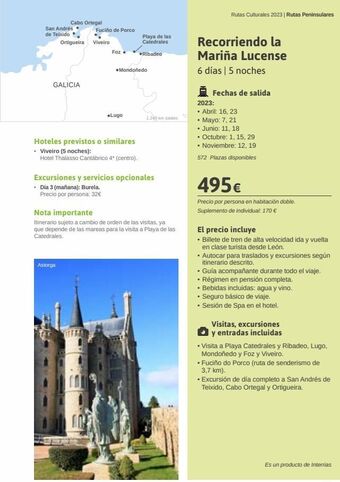 Viajes El Corte Inglés Cabo ortegal san andrés de teixido galicia fuciño de porco ortigueira viveiro astorga foz ●lugo hoteles previstos o s oferta