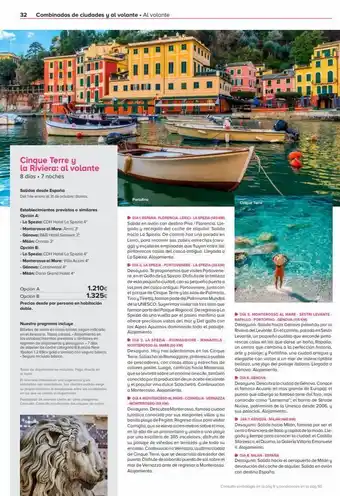 Viajes El Corte Inglés 32 combinados de ciudades y al volante. al volante cinque terre y la riviera: al volante 8 días. 7 noches salidas desde es oferta