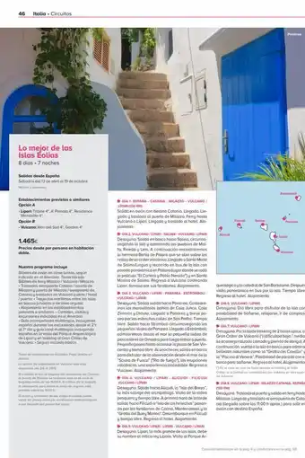 Viajes El Corte Inglés 46 italia. circuitos lo mejor de las islas éolias 8 días. 7 noches salidas desde españa sábados del 13 de abril al 19 de oferta