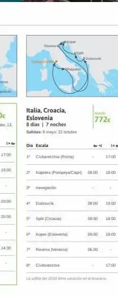 Viajes El Corte Inglés 17:00 20:00 día escala ravena o 3⁰ civitavecchia italia, croacia, eslovenia 8 días | 7 noches salidas: 8 mayo 22 octub oferta