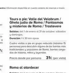 Viajes El Corte Inglés Tours a pie: valle del velabrum / gheto judío de roma / fantasmas y misterios de roma / trastevere salidas: del 1 de enero a oferta