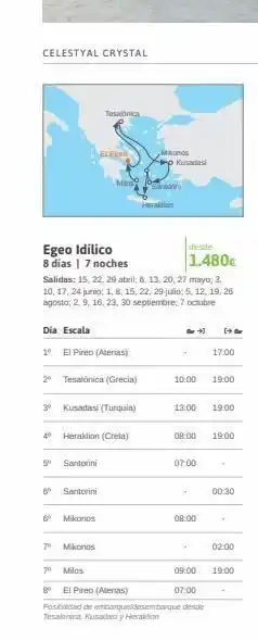 Viajes El Corte Inglés Celestyal crystal egeo idílico 8 días | 7 noches 5⁰ santorini tesalonica elprod santorini dia escala 1° el pireo (aten oferta