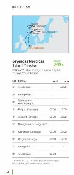Viajes El Corte Inglés Rotterdam alesund leyendas nórdicas 8 días | 7 noches dia escala 1° amsterdam 2° navegación geiranger eidfjord borgo oferta