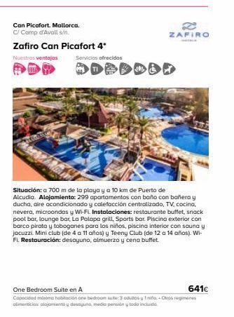Viajes El Corte Inglés Can picafort. mallorca. c/ camp d'avall s/n.  zafiro can picafort 4*  nuestras ventajas  servicios ofrecidos  situación: a 70 oferta