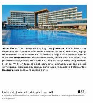 Viajes El Corte Inglés Situación: a 200 metros de la playa. alojamiento: 227 habitaciones repartidas en 7 plantas con baño, secador de pelo, ameniti oferta