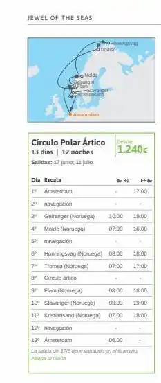 Viajes El Corte Inglés Jewel of the seas molde deranger fam stavanger kristiansand tromso circulo polar ártico 13 días | 12 noches salidas: 1 oferta
