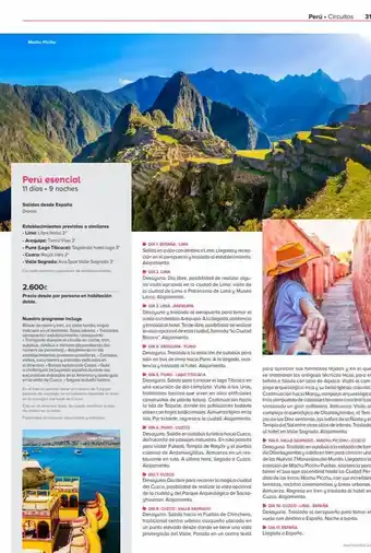 Viajes El Corte Inglés Mochu picchu perú esencial 11 días. 9 noches salidas desde españa diarias. establecimientos previstos o similares - lima: oferta