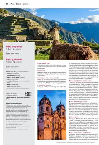 Viajes El Corte Inglés 32 perú / bolivia. circuitos perú imperial 11 días. 9 noches salidas desde españa diarias perú y bolivia 15 días. 13 noche oferta