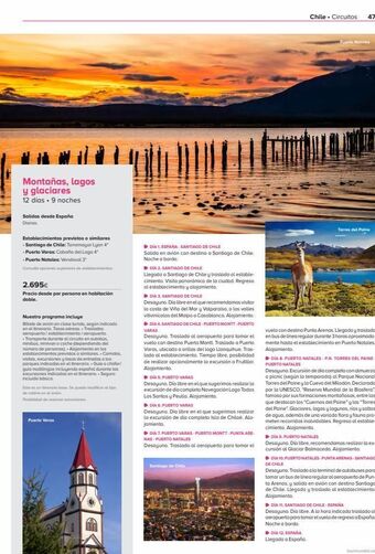 Viajes El Corte Inglés Montañas, lagos y glaciares 12 días • 9 noches salidas desde españa diarias establecimientos previstos o similares santiag oferta