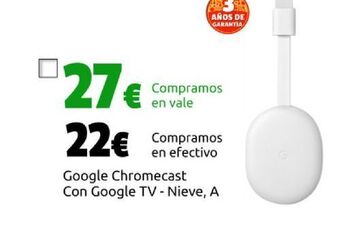 CeX Google chromecast con google tv - nieve, a oferta