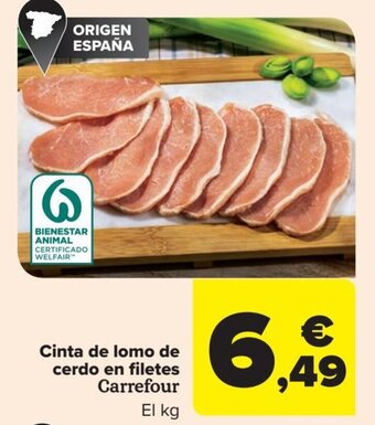 Carrefour Cinta de lomo de cerdo en filetes Carrefour oferta