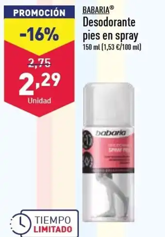 ALDI BABARIAⓇ Desodorante pies en spray oferta