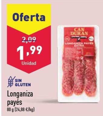 ALDI Longaniza payés 80 g oferta