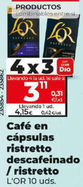 Dia Café en cápsulas ristretto descafeinado / ristretto oferta