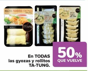 Carrefour EN TODAS las gyozas y rollitos TA-TUNG. oferta