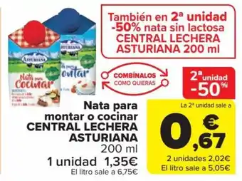 Carrefour Nata para montar o cocinar CENTRAL LECHERA ASTURIANA 200 ml oferta