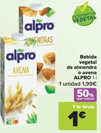 Carrefour Bebida vegetal de almendra o avena ALPRO 1L oferta
