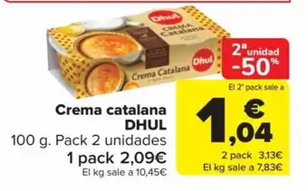 Carrefour Crema catalana DHUL 100 g. Pack 2 unidades oferta