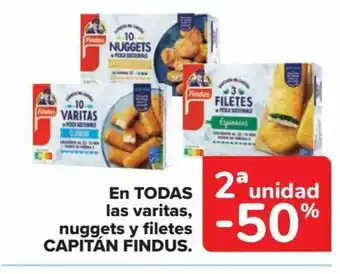 Carrefour En TODAS las varitas, nuggets y filetes CAPITÁN FINDUS. oferta