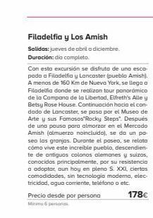 Viajes El Corte Inglés Filadelfia y los amish salidas: jueves de abril a diciembre. duración: dia completo. con esta excursión se disfruta de una oferta