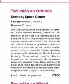 Viajes El Corte Inglés Excursión en orlando kennedy space center salidas: miércoles y sábados. duración: 10 horas. una experiencia única para cono oferta