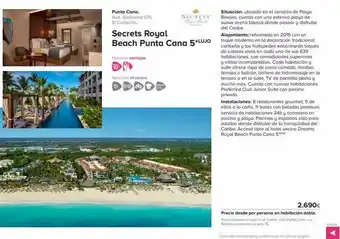 Viajes El Corte Inglés Punta cana. avd. alemania s/n, el cortecito nuestras ventajas to secrets royal beach punta cana 5*lujo servicios ofrecid oferta