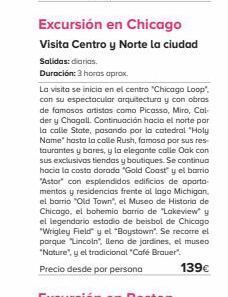 Viajes El Corte Inglés Excursión en chicago  visita centro y norte la ciudad salidas: diarias.  duración: 3 horas aprox.  la visita se inicia en el  oferta
