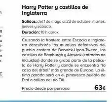 Viajes El Corte Inglés Harry potter y castillos de inglaterra salidas: del 1 de mayo al 23 de octubre: martes. jueves y sábado. duración: 10 h apr oferta