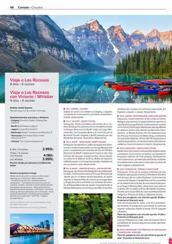 Viajes El Corte Inglés 48 canadá. circuitos viaje a las rocosas 8 días. 6 noches viaje a las rocosas con victoria / whistler 11 días • 9 noches s oferta
