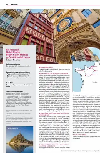 Viajes El Corte Inglés 14 francia normandía, saint-malo, x mont saint-michel y castillos del loira 5 días. 4 noches salidas desde españa del 1 oferta