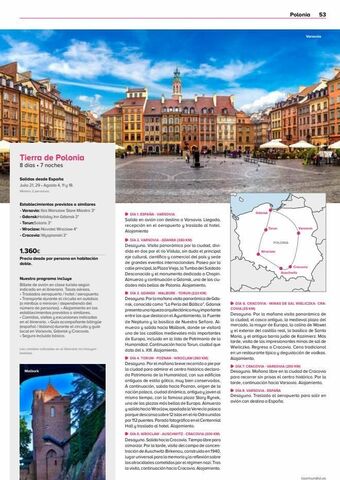 Viajes El Corte Inglés Tierra de polonia 8 días. 7 noches salidas desde españa julio 21, 29. agosto 4, 11 y 18. mino 2 personas establecimientos oferta