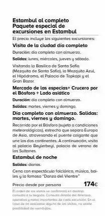 Viajes El Corte Inglés Estambul al completo paquete especial de excursiones en estambul el precio incluye las siguientes excursiones: visita de la oferta