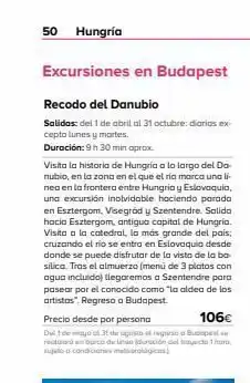 Viajes El Corte Inglés 50 hungría excursiones en budapest recodo del danubio salidas: del 1 de abril al 31 octubre: diarias ex cepto lunes y mart oferta