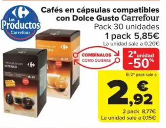 Carrefour Cafés en cápsulas compatibles con Dolce Gusto Carrefour Pack 30 unidades oferta