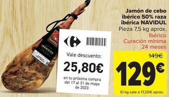Carrefour Jamón de cebo ibérico 50% raza ibérica navidul oferta