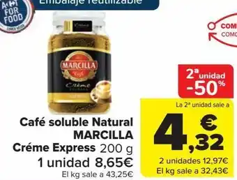 Carrefour Café soluble natural marcilla créme espress oferta