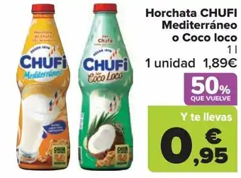 Carrefour Horchata chufi mediterráneo o coco loco oferta