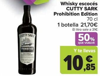 Carrefour Whisky escocés cutty sark prohibition edition oferta