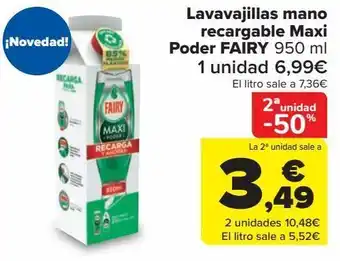 Carrefour Lavavajillas mano recargable maxi poder fairy oferta
