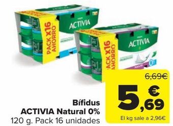 Carrefour Bífidus activia natural 0% oferta