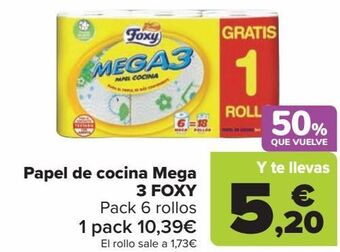 Carrefour Papel de cocina mega 3 foxy oferta