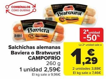 Carrefour Salchichas alemanas baviera o bratwurst campofrío oferta