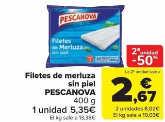 Carrefour Filetes de merluza sin piel pescanova oferta